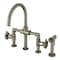 Kingston Brass KS2334CG Industrial Style Bridge Kitchen Faucet with Brass Sprayer, Black Stainless KS2334CG - alternate 1